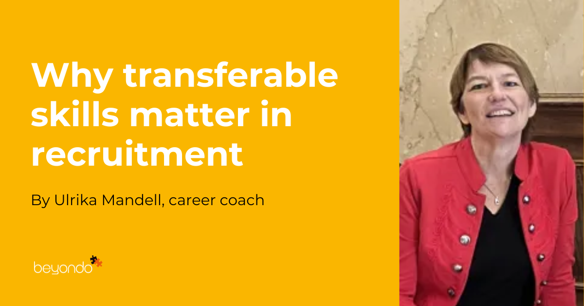 Career coach Ulrika Mandell speaking about transferable skills in recruitment