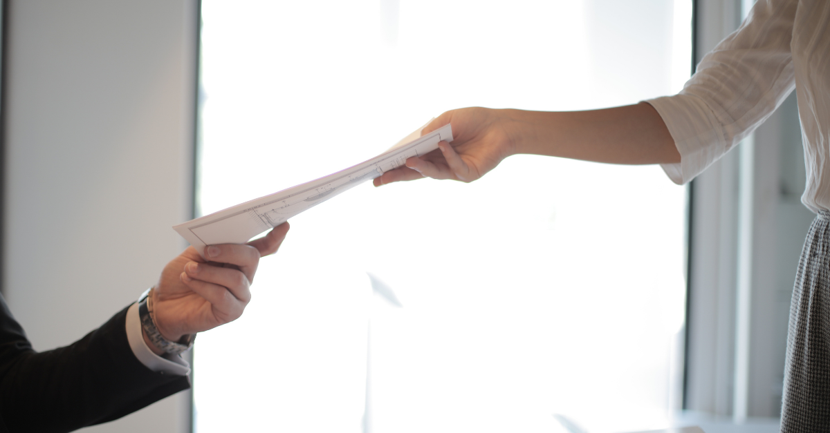 Handing over a permit form